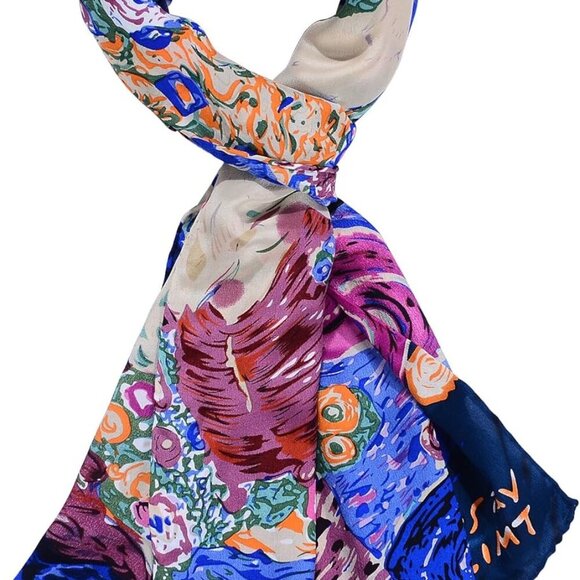 Women 100% Silk Scarves Van Gogh Painted Scarf - Picture 1 of 7